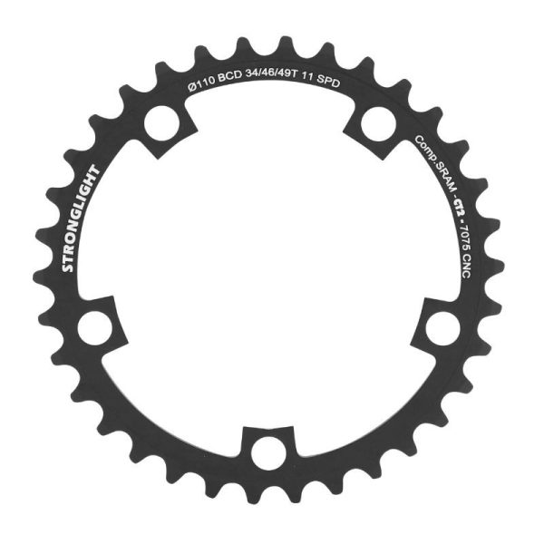 Plateau / Couronne Route 5 Branches D.110 Stronglight Ct2 SRAM 34 Dents Interieur Noir Pour Red-force-rival 11v (Pour Exterieur 46-48-49dts)