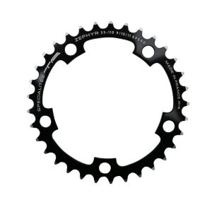 Plateau / Couronne Route 5 Branches D.110 Ta Zephyr 33 Dents Interieur Noir Alu 7075 Type Shimano 9v - 10v