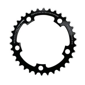 Plateau / Couronne Route 5 Branches D.110 Ta Zephyr 34 Dents Interieur Noir Alu 7075 Type Shimano 9v - 10v