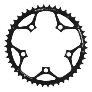 Plateau / Couronne Route 5 Branches D.110 Ta Syrius 46 Dents Exterieur Noir Alu 7075 Type Shimano 10v - 11v