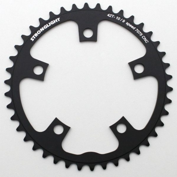 Plateau / Couronne Route 5 Branches D.110 Stronglight 42 Dents Interieur Noir Alu 7075 Type Shimano 9v - 10v