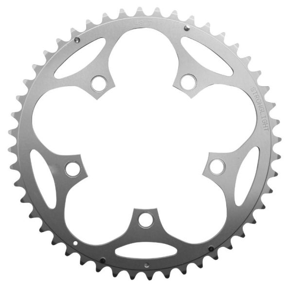 Plateau / Couronne Route 5 Branches D.110 Stronglight Dural 48 Dents Exterieur Argent Type Shimano 8v - 9v