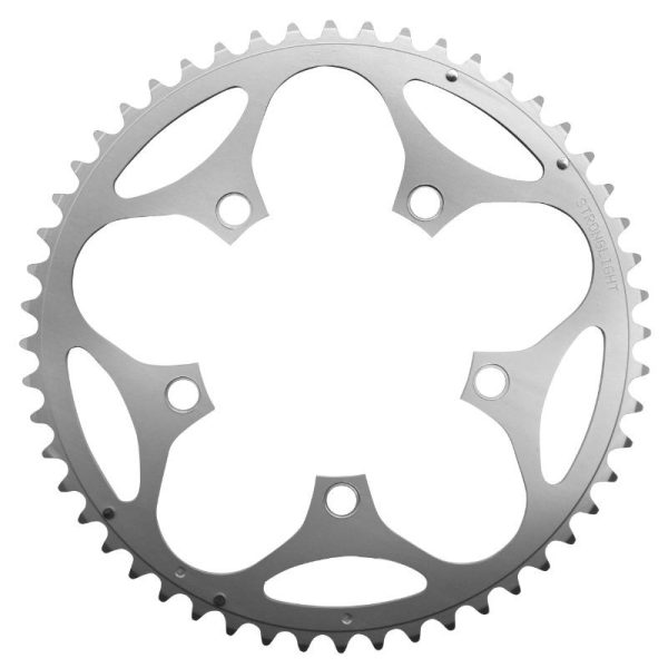 Plateau / Couronne Route 5 Branches D.110 Stronglight Dural 52 Dents Exterieur Argent Type Shimano 8v - 9v