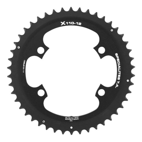 Plateau / Couronne Route 4bra D.110 Pour Shimano Ultegra R8100-8170 Dura-ace R9200-9270 105 R7100 Ta X110 46 Dents Exterieur Noir 12v. (Penser A Commander Le Kit Intravis Correspondant)