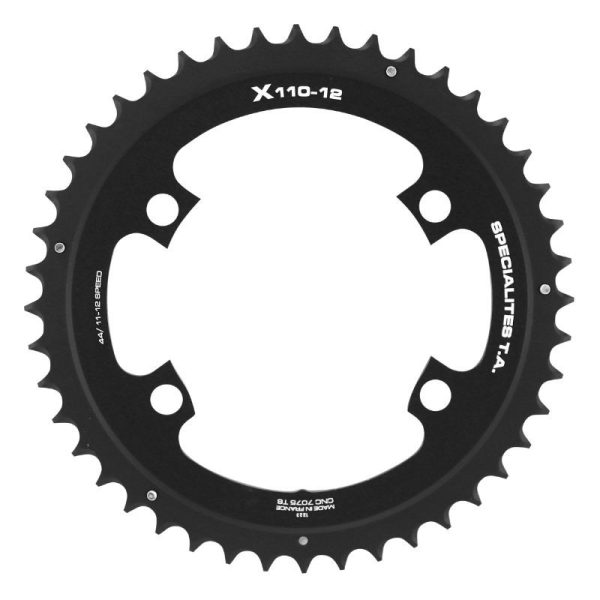 Plateau / Couronne Route 4bra D.110 Pour Shimano Ultegra R8100-8170 Dura-ace R9200-9270 105 R7100 Ta X110 44 Dents Exterieur Noir 12v. (Penser A Commander Le Kit Intravis Correspondant)