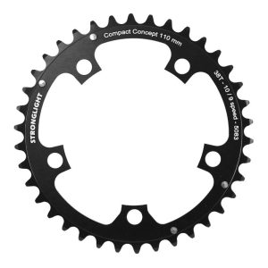 Plateau / Couronne Route 5 Branches D.110 Stronglight Dural 38 Dents Interieur Noir Type Shimano 9v - 10v