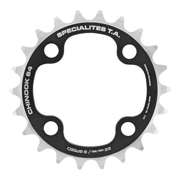 Plateau / Couronne VTT 4bra D.64 Ta Chinook 22 Dents Interieur Double-triple Noir Alu Pour Shimano - SRAM - Fsa 9v.