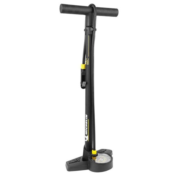 Pompe A Pied Michelin Air Control Acier Noir Avec Manometre Analogique 11bars Raccord Clever Valve Vp-vs