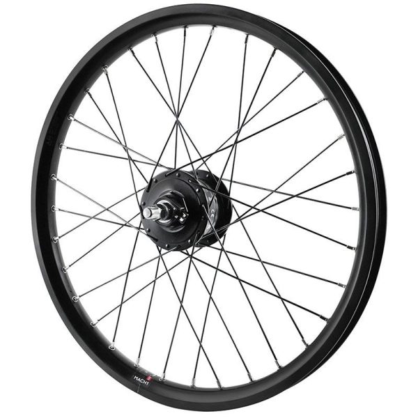 Roue VTT - Cargo - VAE - E-bike - Longtail Disque Blocage 20" Velox Kargo L Avant Noir Moyeu Shimano Dh3d37 Dynamo 6 Volt-3w (Renforce) Jante 25c 32 Rayons Inox -poids Max 225kgs-