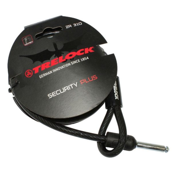 Antivol Velo Cable A Boucle Pour Fer A Cheval Trelock Zr310 Plug Noir 1M Diam 10 mm (Profondeur Plug Fixation 50 mm et Diam 9.6 mm)