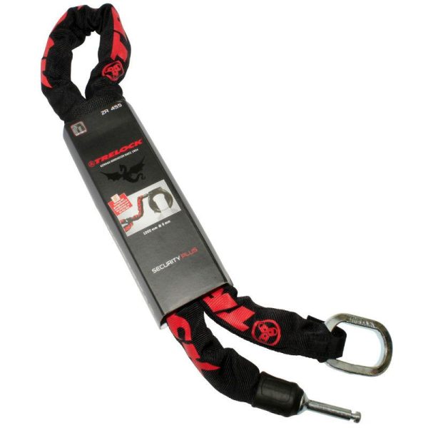 Antivol Velo Chaine A Boucle Pour Fer A Cheval Plug Trelock Zr455 Noir Cable 1M Diam 8 mm (Profondeur Plug Fixation 50 mm et Diam 9.6 mm)
