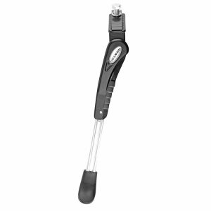 Bequille Velo Laterale Avec Plaque Newton 26-28" Renforce Reglable Alu Noir-Argent