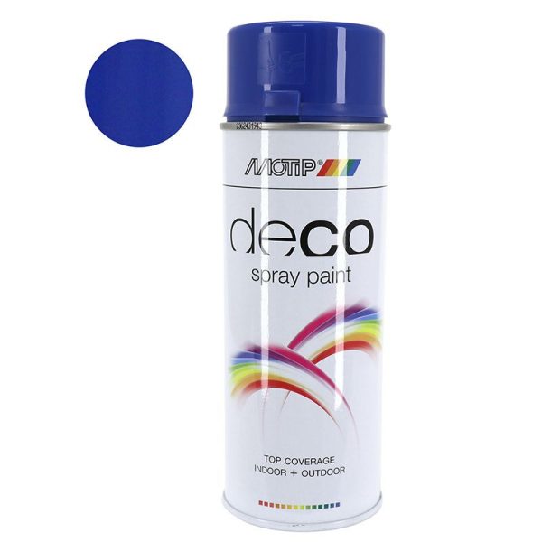 Bombe de Peinture Motip Deco Glycero Brillant Bleu Gentiane Aerosol 400 ml (01634)