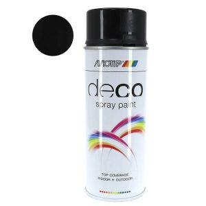 Bombe de Peinture Motip Deco Glycero Brillant Noir Brillant Aerosol 400 ml (01602)