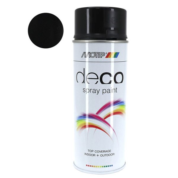 Bombe de Peinture Motip Deco Glycero Brillant Noir Brillant Aerosol 400 ml (01602)