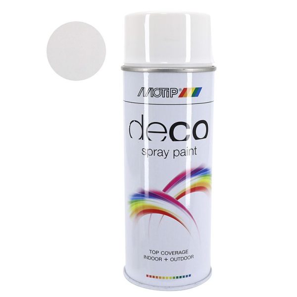Bombe de Peinture Motip Deco Glycero Brillant Blanc Pur Aerosol 400 ml (01600)