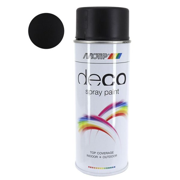 Bombe de Peinture Motip Deco Glycero Mat Noir Profond Aerosol 400 ml (01601)