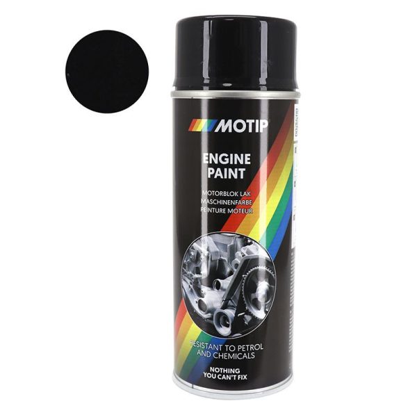 Bombe de Peinture Motip Pro Haute Temperature Moteur Noir Brillant Aerosol 400 ml (04092)