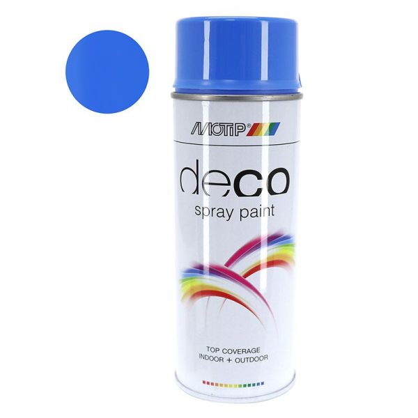 Bombe de Peinture Motip Deco Glycero Brillant Bleu Lumineux Aerosol 400 ml (01678)