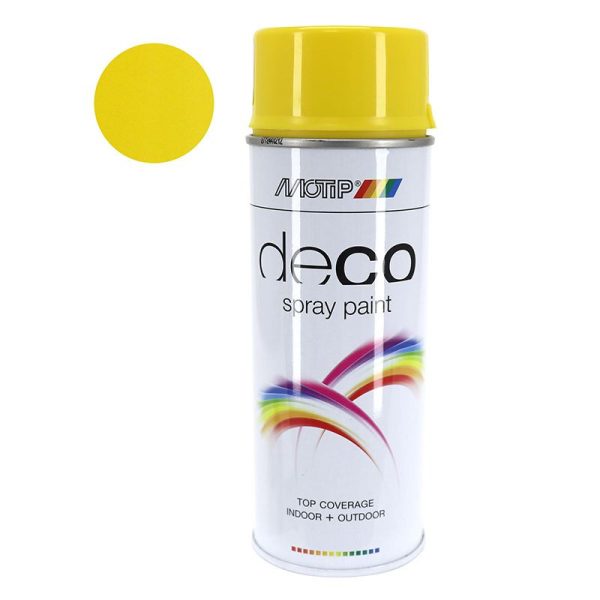 Bombe de Peinture Motip Deco Glycero Brillant Jaune Colza Aerosol 400 ml (01679)