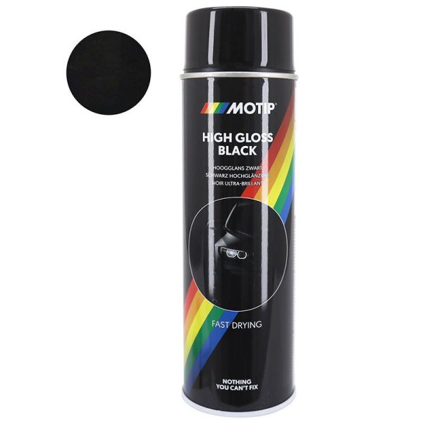 Bombe de Peinture Motip Pro Acrylique Brillant Noir Aerosol 500 ml (04005)