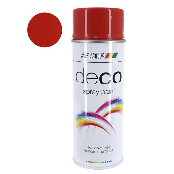 Bombe de Peinture Motip Deco Glycero Brillant Rouge Feu Aerosol 400 ml (01628)