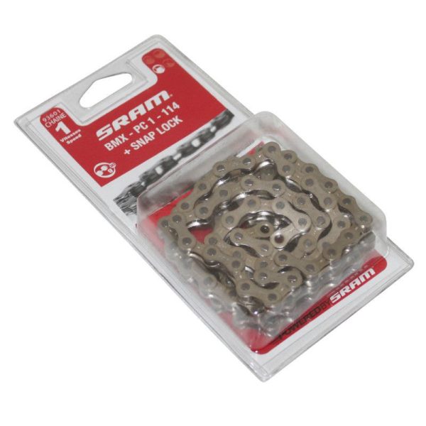 Chaine Velo 1-3V. City-BMX SRAM Pc-1 Argent 114 Maillons (3.30 - 1-2"X1-8") (Vendu Sous Blister)
