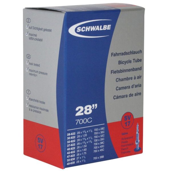 Chambre a Air Velo 700 X 28-45 - 27X1 1-4 Schwalbe Valve Presta Obus Demontable 40mm Tout Alu (Sv17)