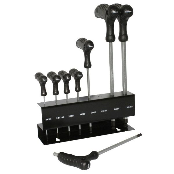 Outil Cle Allen Gravity Prise En T + Tete Spherique 2-2,5-3-4-5-6-8-10 (Jeu de 8 Pieces)