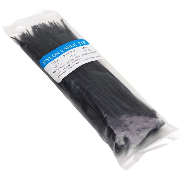 Collier de Serrage Nylon Type Rilsan 2,6X200mm Noir (Par 100)