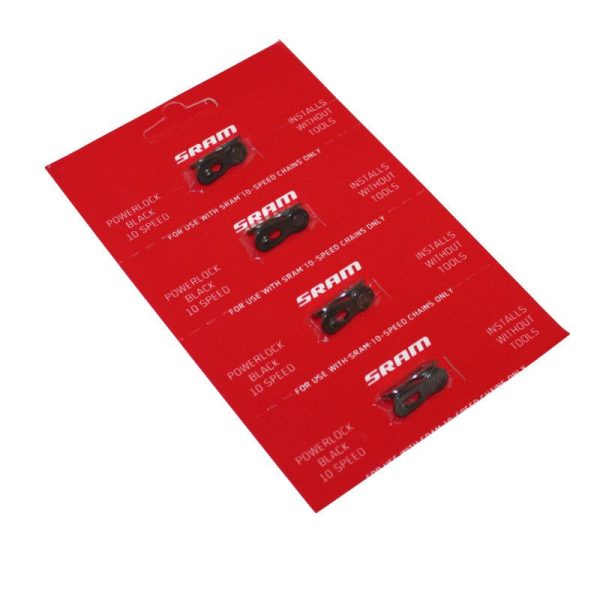 Connecteur de Chaine Velo 10V. SRAM Noir (Attache Rapide) (Blister de 4 Pieces)