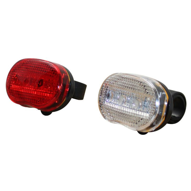 Eclairage Velo A Pile Kit Sur Cintre-Tige de Selle Marwi 404 Triled Noir Livre Avec 2 Piles Aaa et Fixations