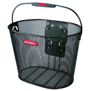 Panier Avant Acier Nid Abeille Klickfix 16L Noir Avec Anse Fixation Sur Cintre (36X27X25Cm) Avec Platine Plastique (Livre Sans Fixation)