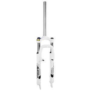 Fourche VTT 26 " Zoom 386Mlo A Ressort Blanc Reglable-Blocable Deb. 60mm Pivot Lisse 285mm 1''1-8-28,6 Exterieur Compatible V-Brake-Disque