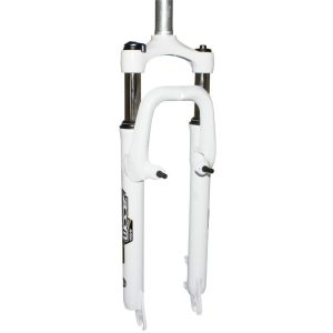 Fourche VTT 27.5 " Zoom 386Mlo A Ressort Blanc Reglable-Blocable Deb. 60mm Pivot Lisse 285mm 1''1-8-28,6 Exterieur Compatible V-Brake-Disque