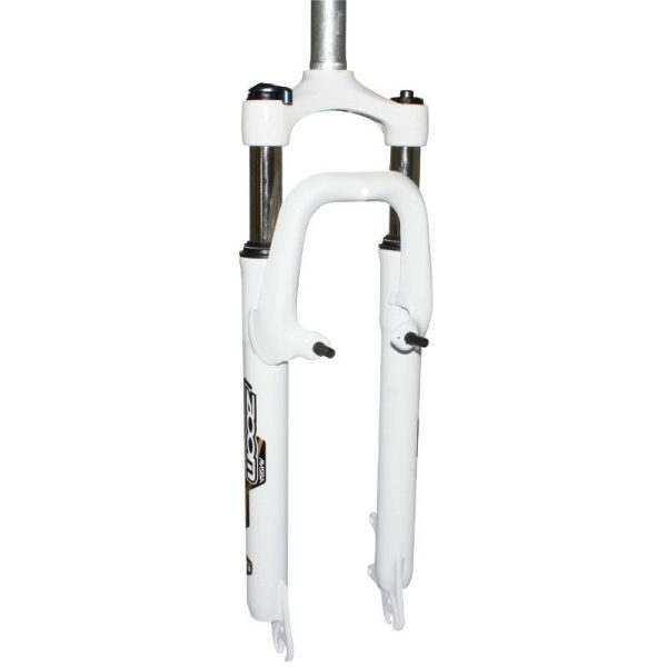 Fourche VTT 27.5 " Zoom 386Mlo A Ressort Blanc Reglable-Blocable Deb. 60mm Pivot Lisse 285mm 1''1-8-28,6 Exterieur Compatible V-Brake-Disque