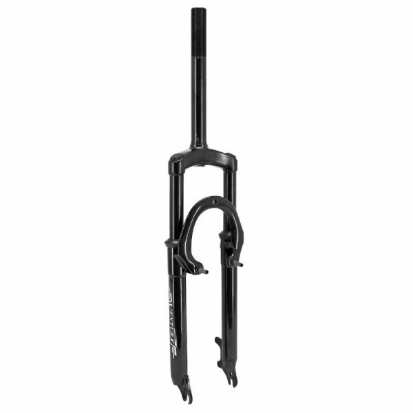 Fourche VTT 26 " M-W A Suspension Acier Ressort-Elastomere Pour V-Brake et Disque Noir Deb. 50mm Pivot (240-85mm) Filete 1"1-8-25,4 Interieur