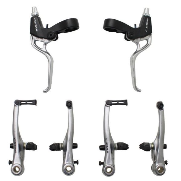 Frein V-Brake Gravity Alu Argent (Etriers et Leviers Avant + Arriere) (Kit)