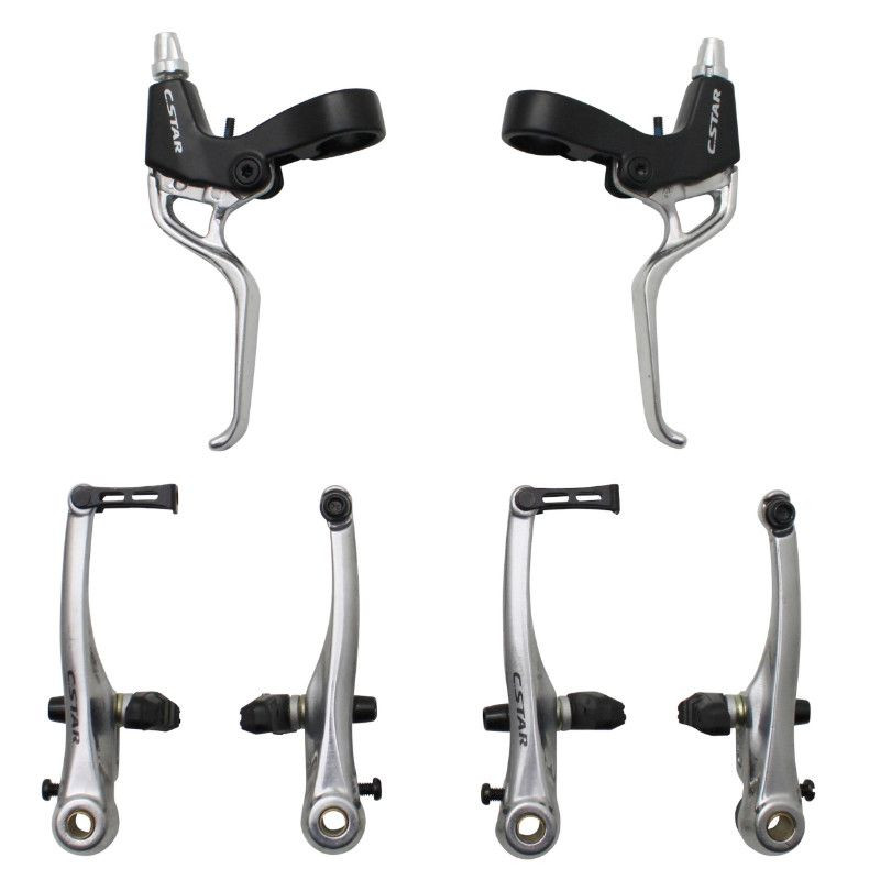 Frein V-Brake Gravity Alu Argent (Etriers et Leviers Avant + Arriere) (Kit)