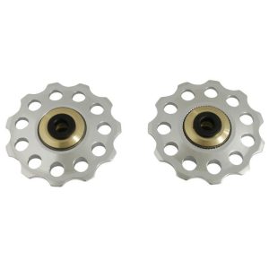 Galet Derailleur Gravity 9-10V. Alu Argent A Roulement 10 Dents (Jeu de 2)
