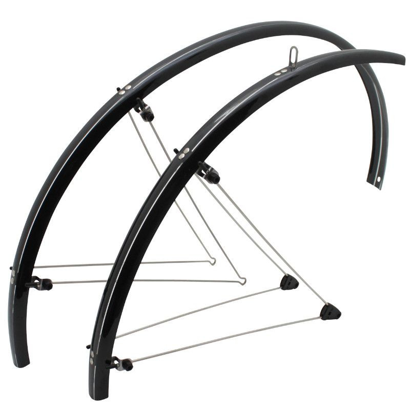 Garde Boue Route Tringles 700 Stronglight 35mm Noir (Paire) Avec Fixation Classic Tringles Inox