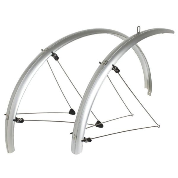 Garde Boue City-VTC Tringles 28'' Stronglight Tour 54mm Argent (Paire) Avec Fixation Classic Tringles Inox
