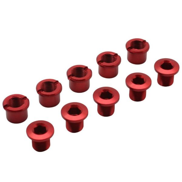 Intravis Pedalier Alu Newton Rouge Double Plateau (Jeu de 5) - Vis et Cheminee