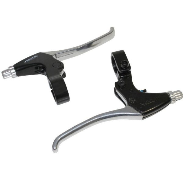 Levier de Frein VTT-VTC V-Brake 4 Doigts Newton Alu Argent-Noir (Paire Sur Carte)
