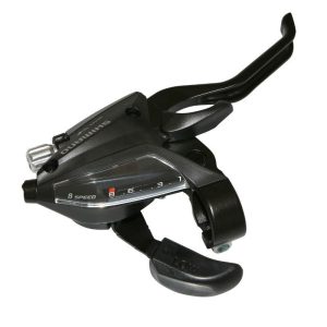 Levier-Manette VTT Patin Shimano Stef500 Droit 8V. Noir V-Brake 2 Doigts