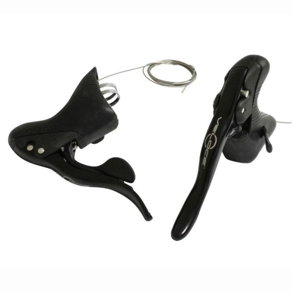 Levier-Manette Route Patin Campagnolo 10V. Veloce Noir Double Avec Transmissions (Paire)