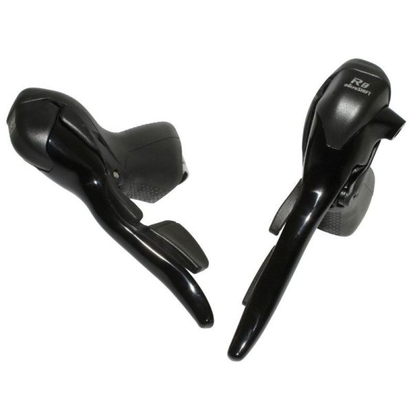 Levier-Manette Route Patin Microshift 8V. Double Alu Noir Compatible Shimano (Paire Sachet Pour Atelier)