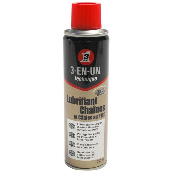 Lubrifiant 3-En-Un Ptfe Pour Chaine et Cable (Aerosol 250 Ml)