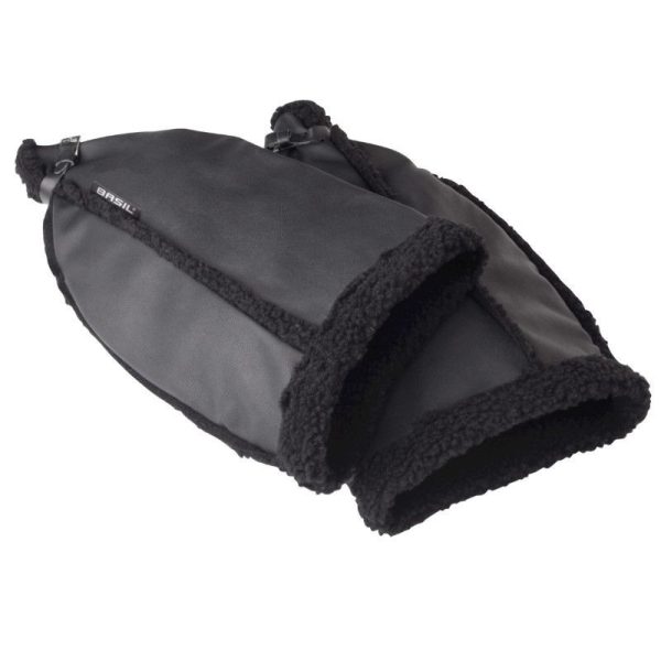 Manchon-Protege Main Velo Basil Warmers Imitation Cuir Noir (Contre Le Froid et L'Humidite)