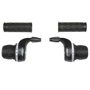 Manette VTT Gravity Indexe Type Gripshift 7V. Avec Revetements (Paire) - Poignee Tournante Compatible Shimano